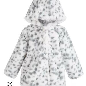 First Impressions Kids Faux Fur Pea Coat - White and Gray